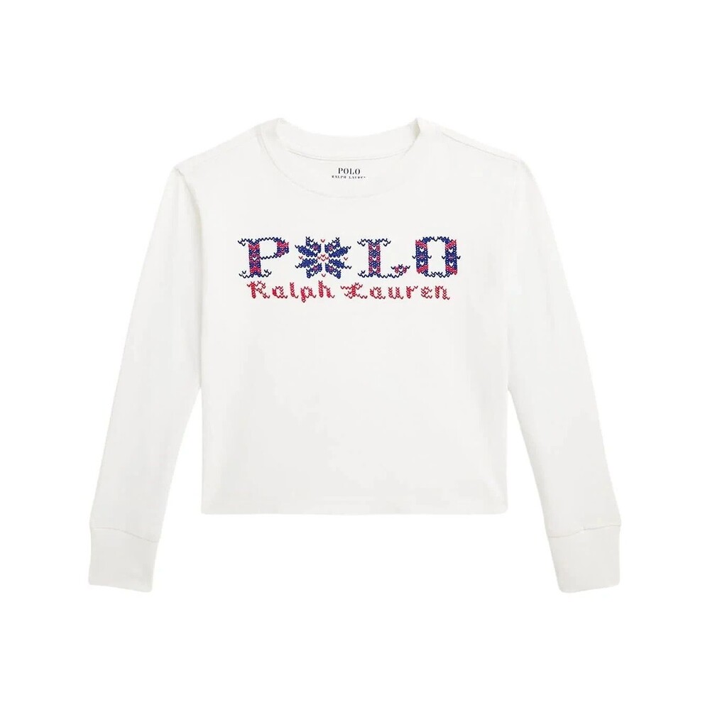 NWT POLO RALPH LAUREN GIRLS 6x White Snow Long Sleeved T SHIRT
